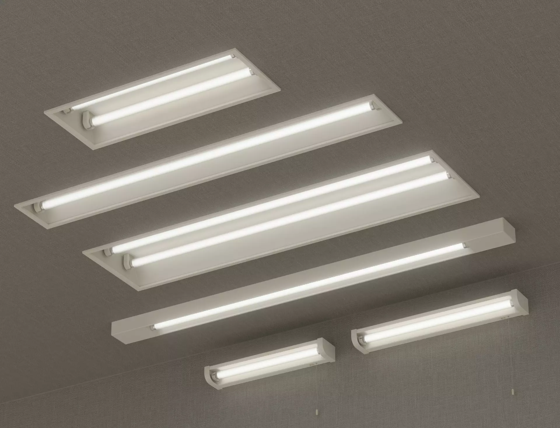 Fluorescent Lights-2 Low-poly 3D model_0