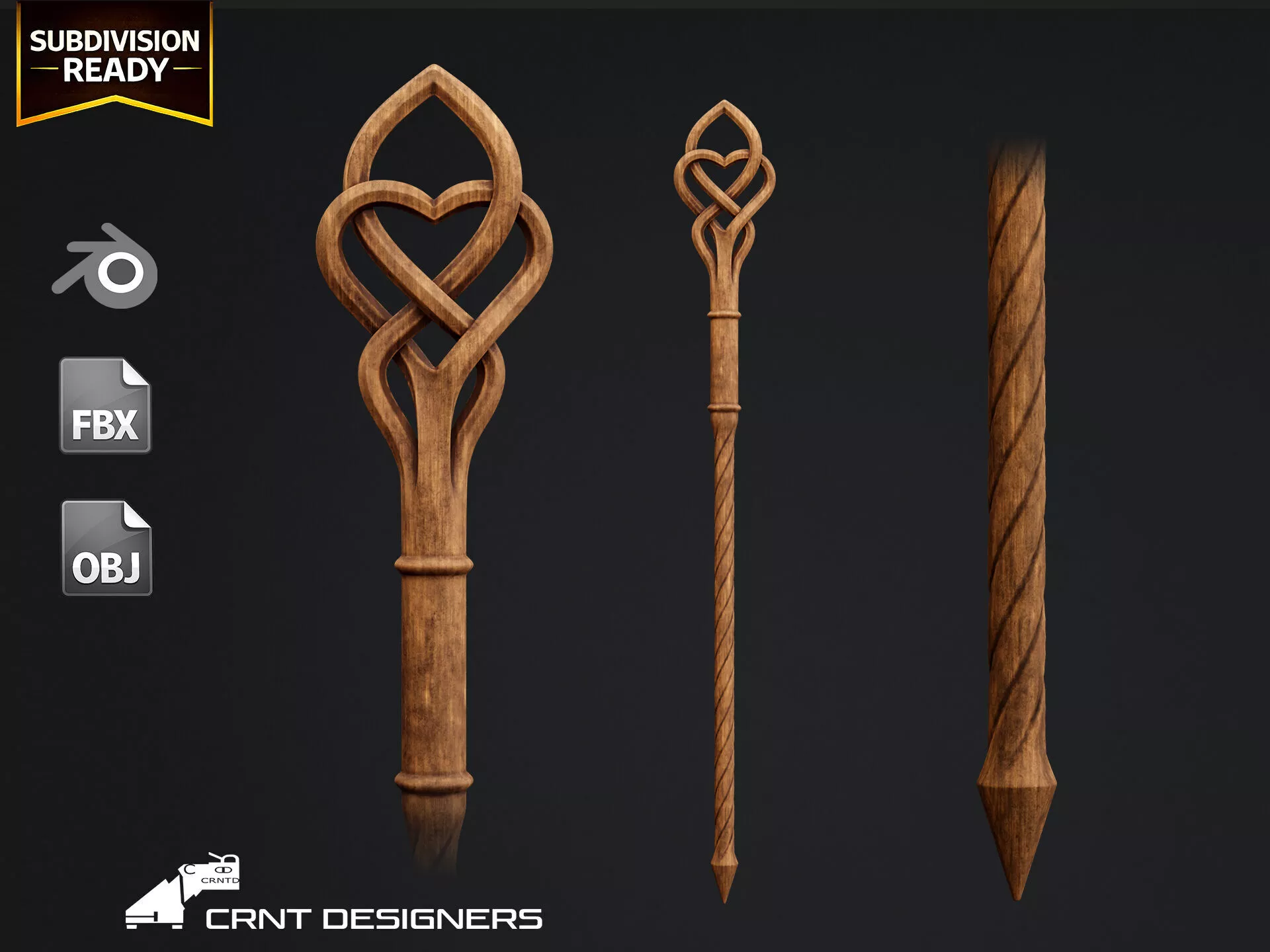 Wooden Staff 3D model