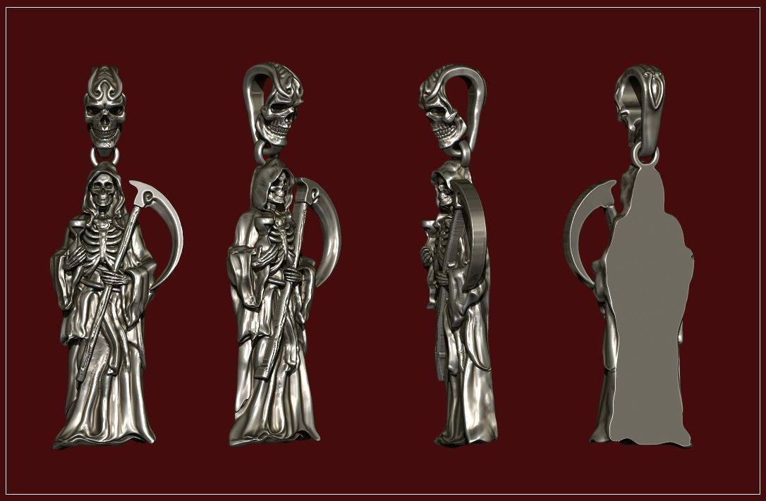 Grim Reaper Pendant 3D print model_2