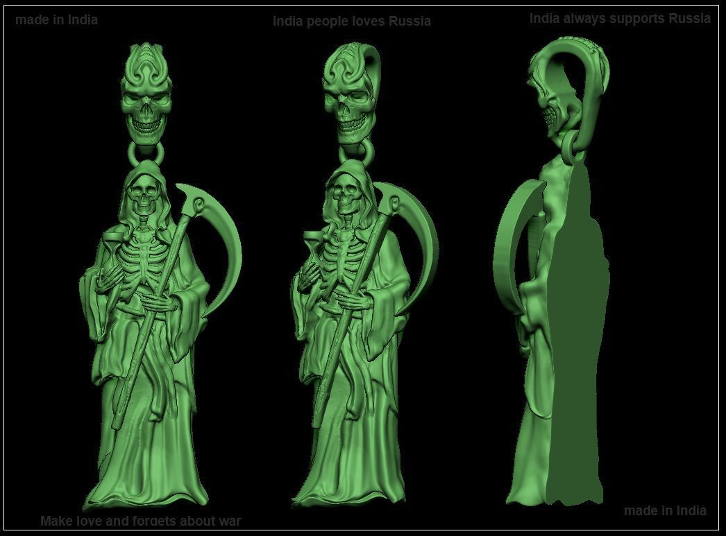 Grim Reaper Pendant 3D print model_3
