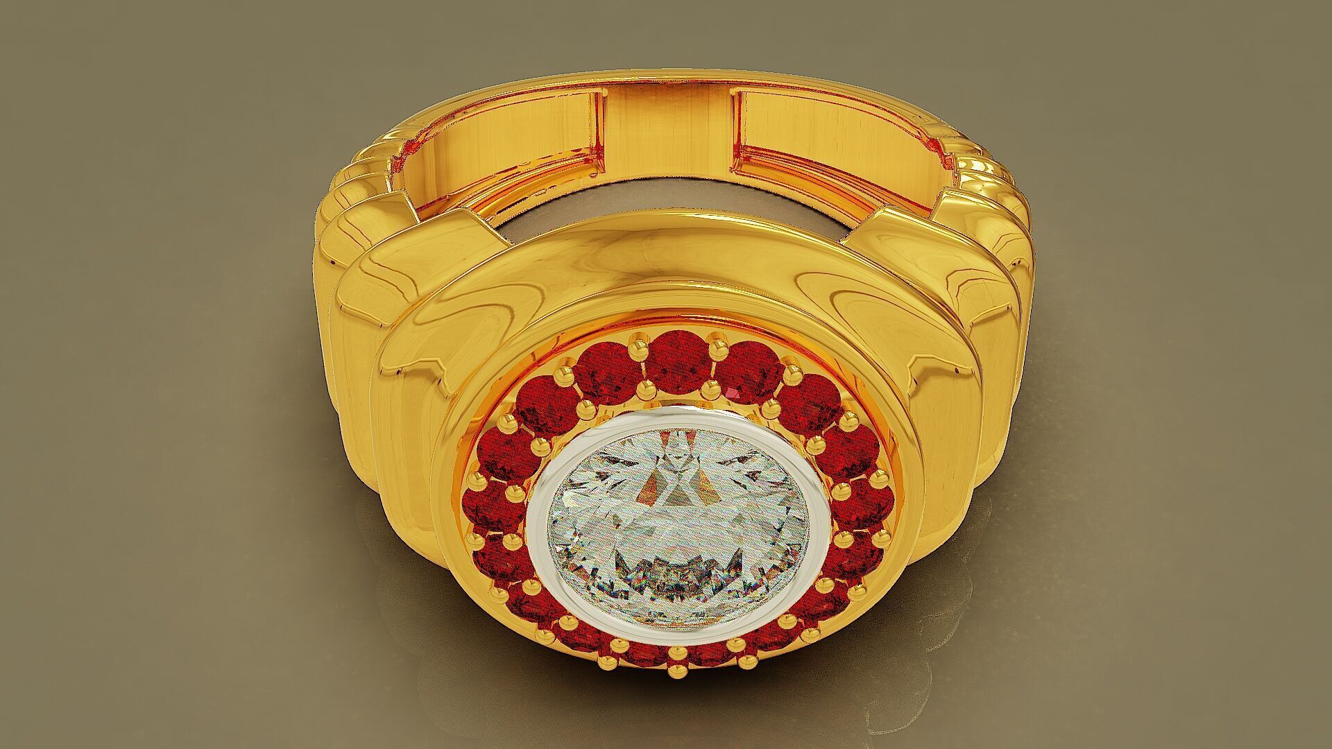 Wavy ring for men consists of bezel set center stone 3D print model_4