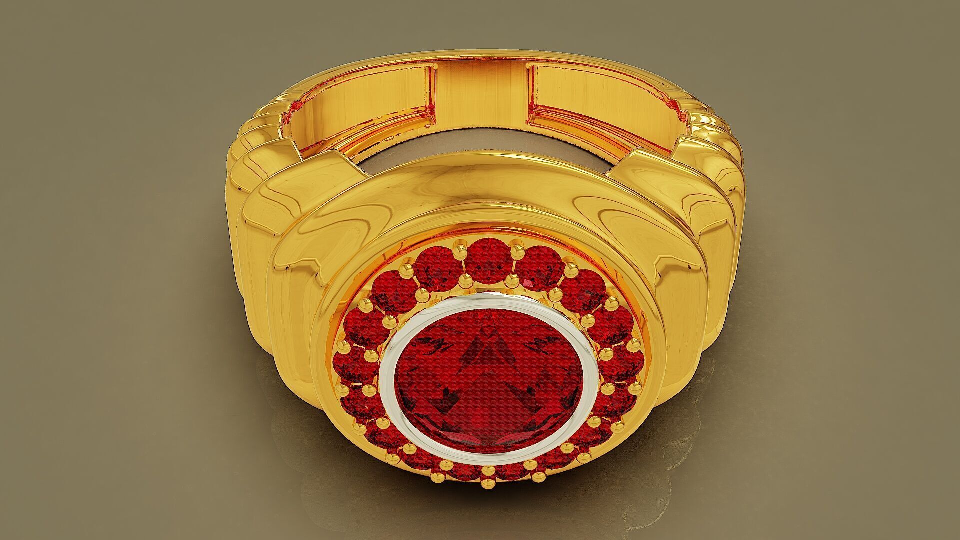 Wavy ring for men consists of bezel set center stone 3D print model_5