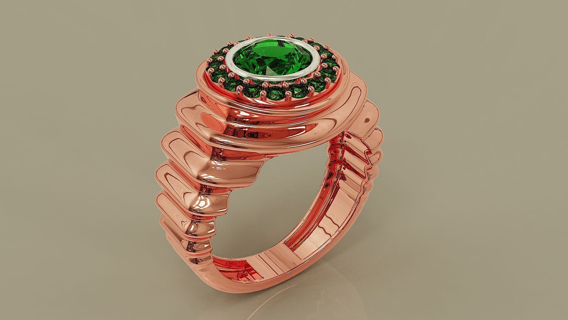 Wavy ring for men consists of bezel set center stone 3D print model_10