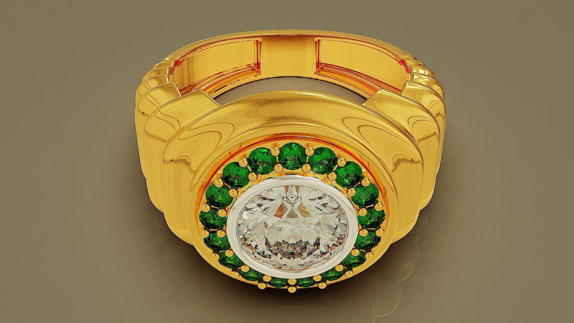 Wavy ring for men consists of bezel set center stone 3D print model_3