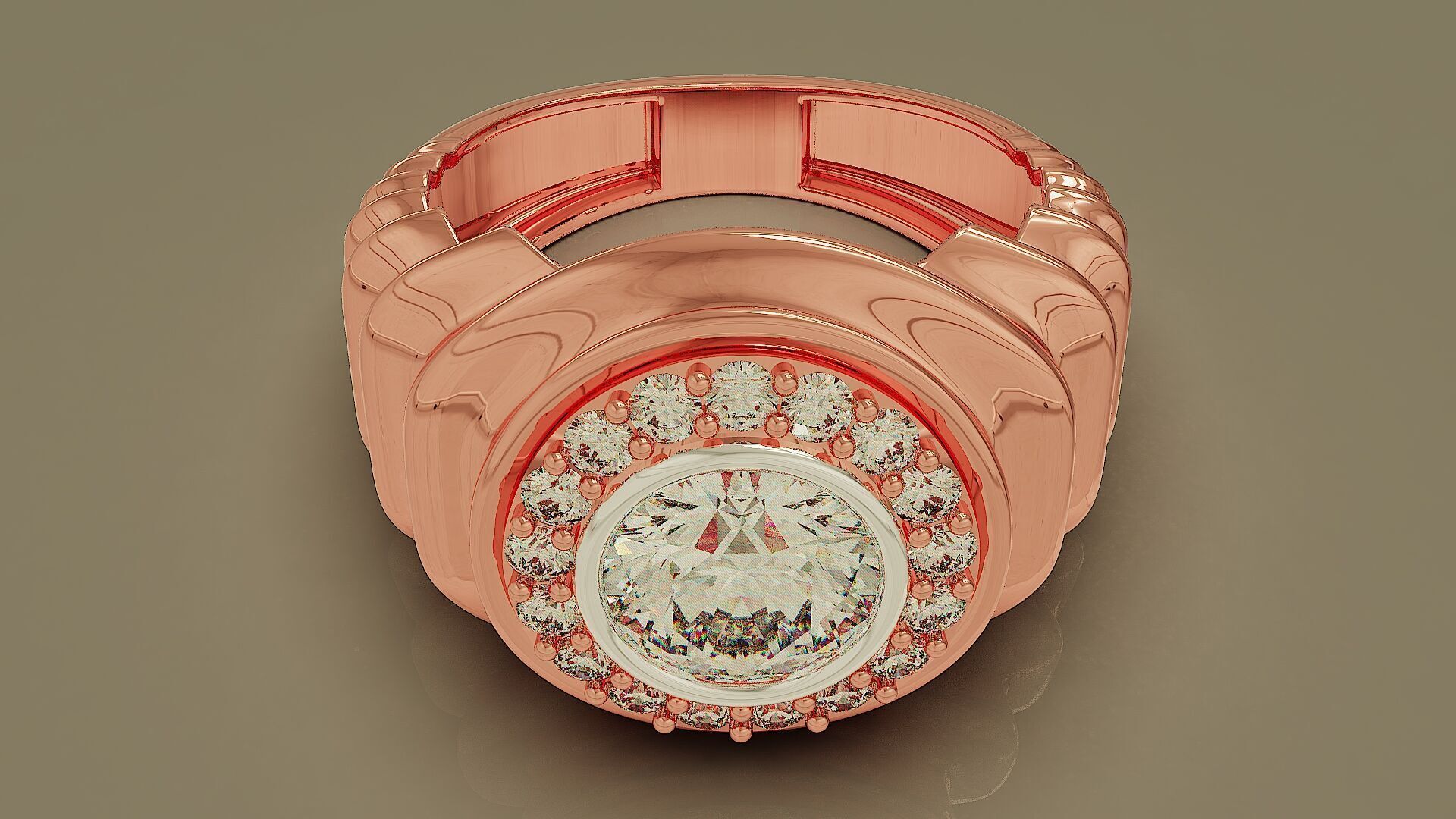 Wavy ring for men consists of bezel set center stone 3D print model_13