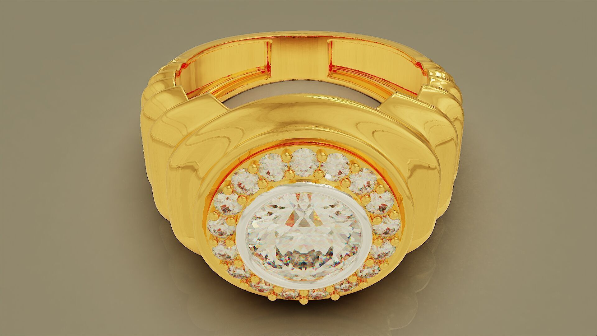 Wavy ring for men consists of bezel set center stone 3D print model_6