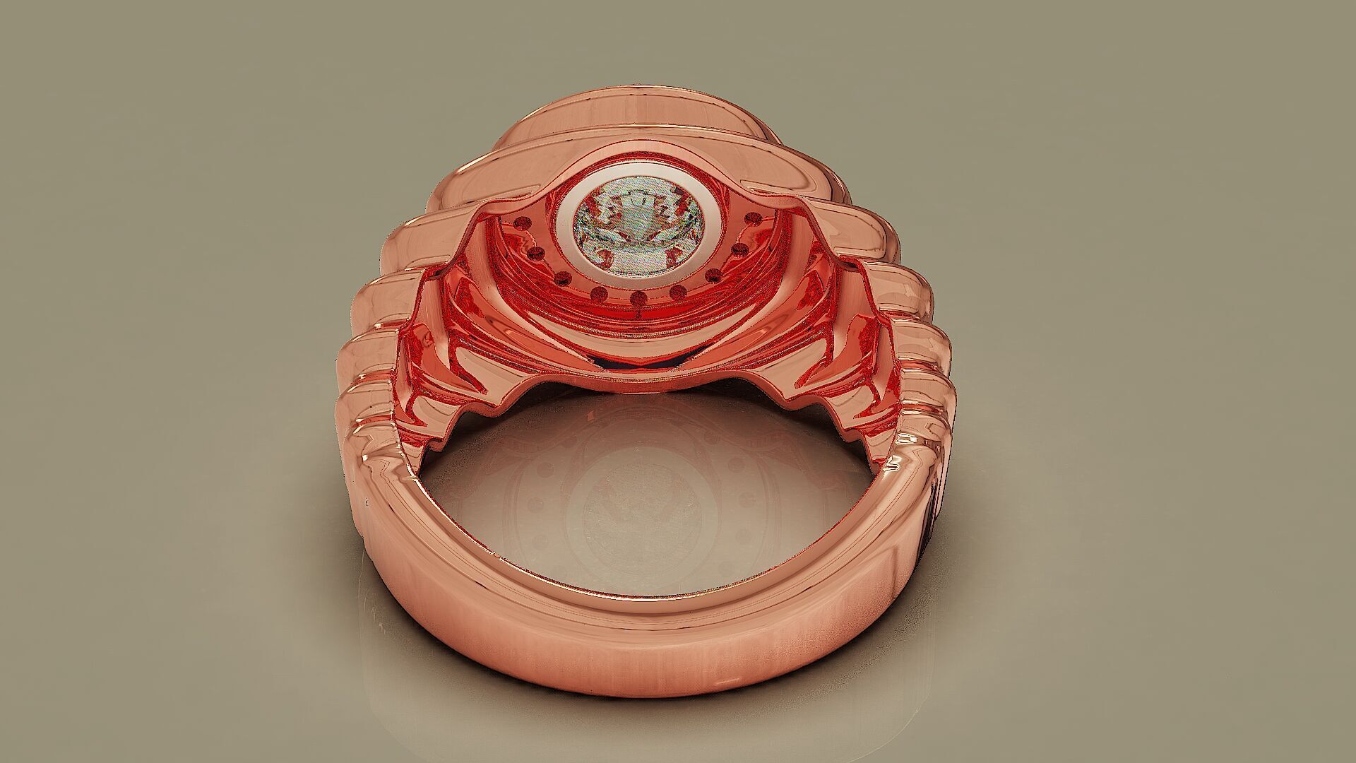 Wavy ring for men consists of bezel set center stone 3D print model_16