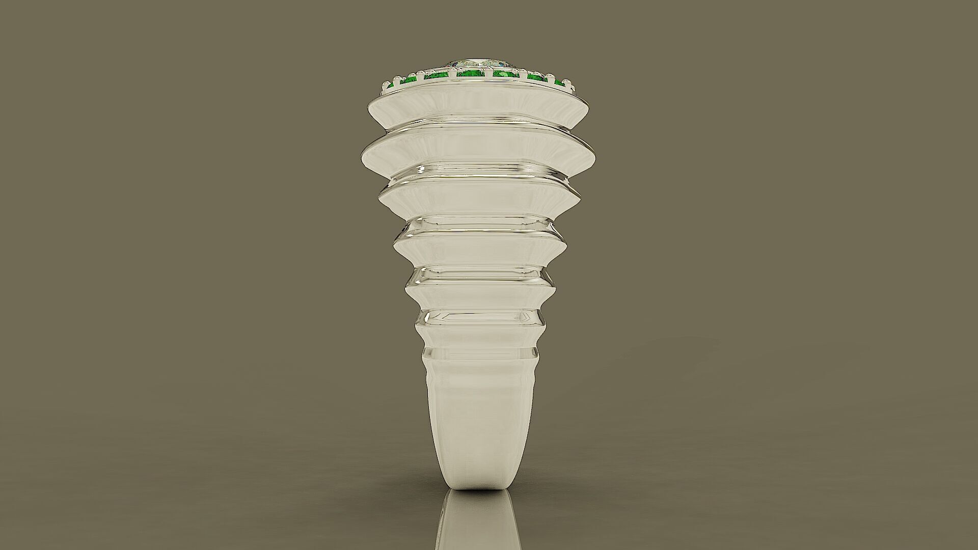 Wavy ring for men consists of bezel set center stone 3D print model_19