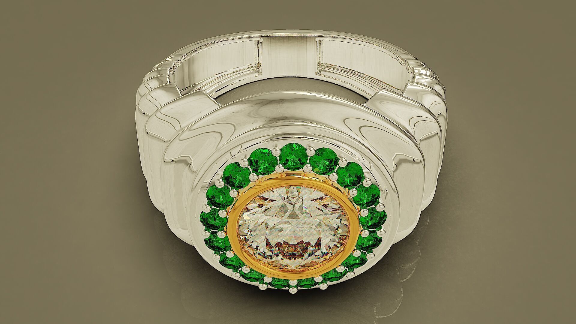 Wavy ring for men consists of bezel set center stone 3D print model_21