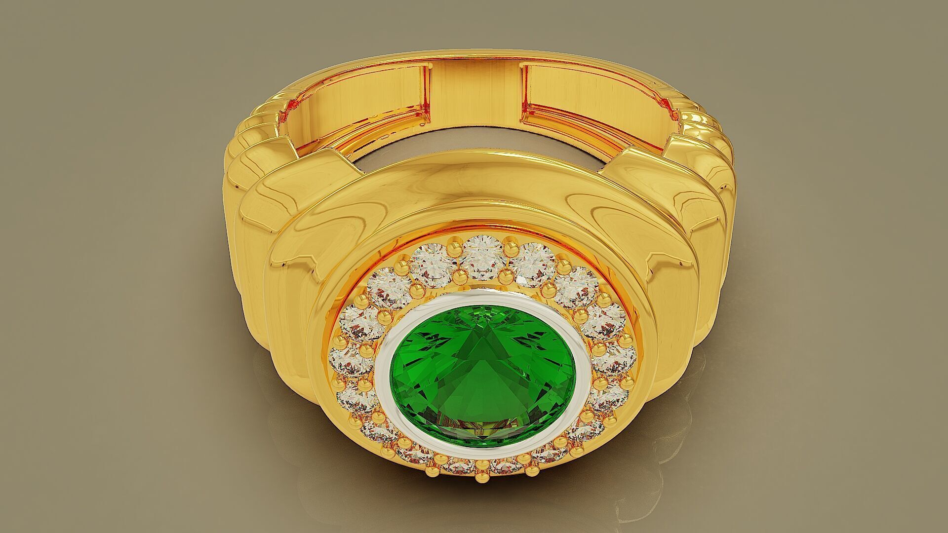 Wavy ring for men consists of bezel set center stone 3D print model_9