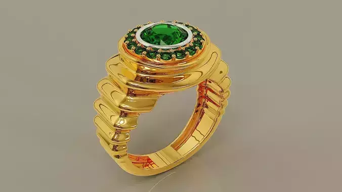 Wavy ring for men consists of bezel set center stone