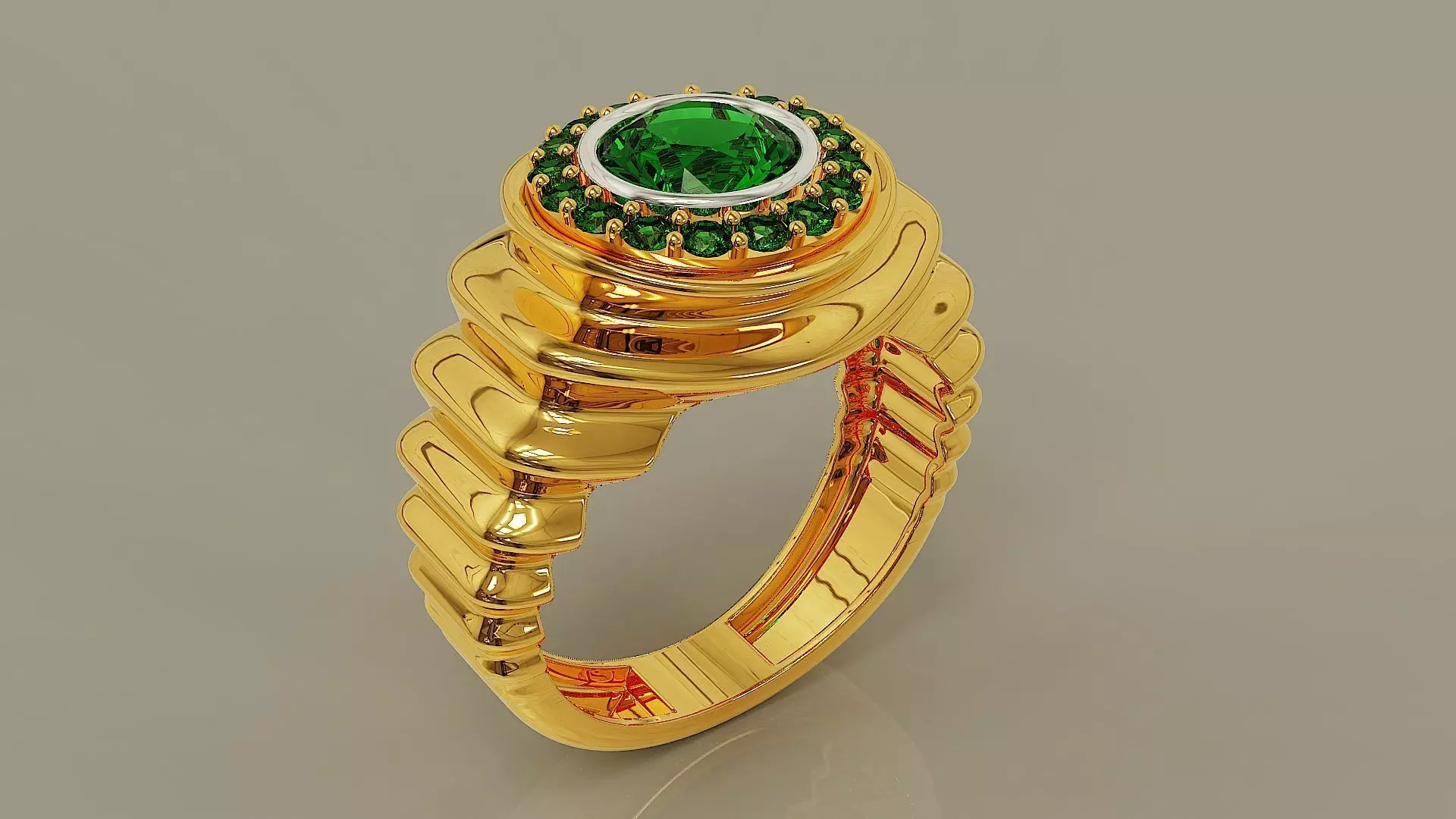 Wavy ring for men consists of bezel set center stone 3D print model_0