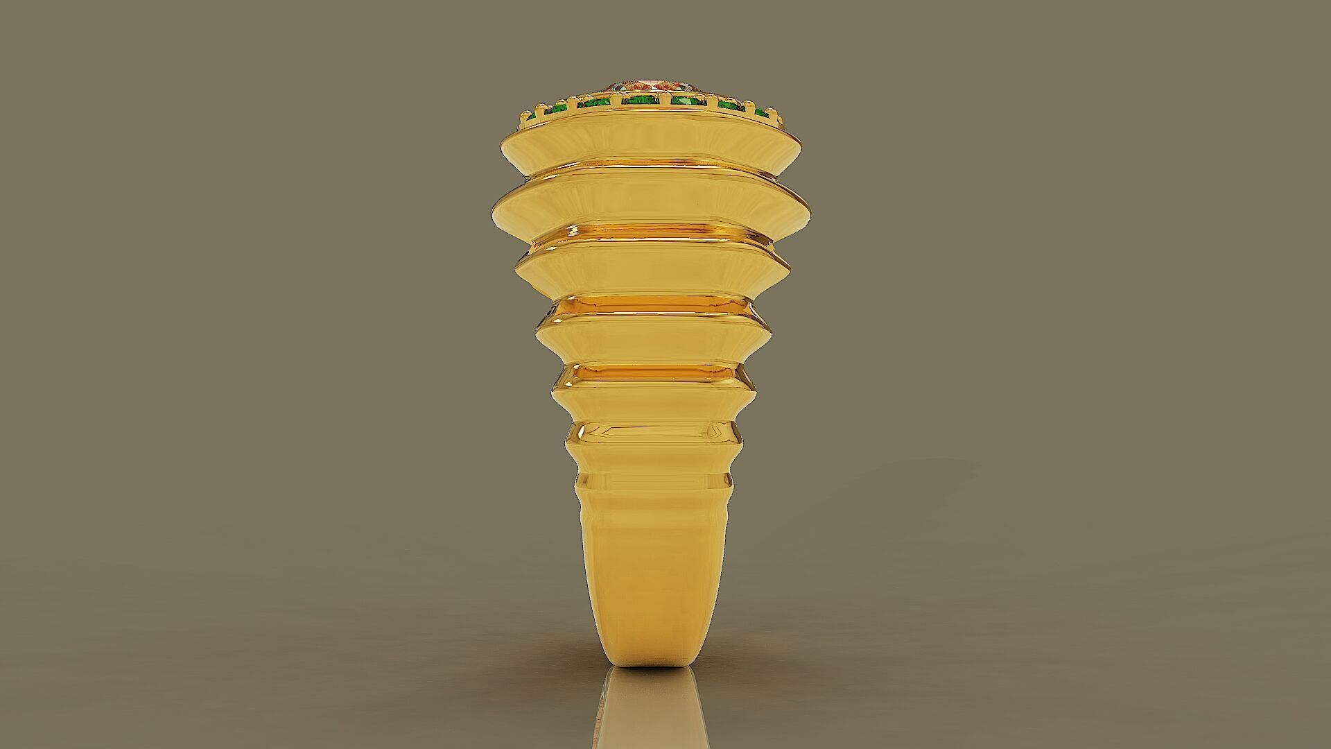 Wavy ring for men consists of bezel set center stone 3D print model_7