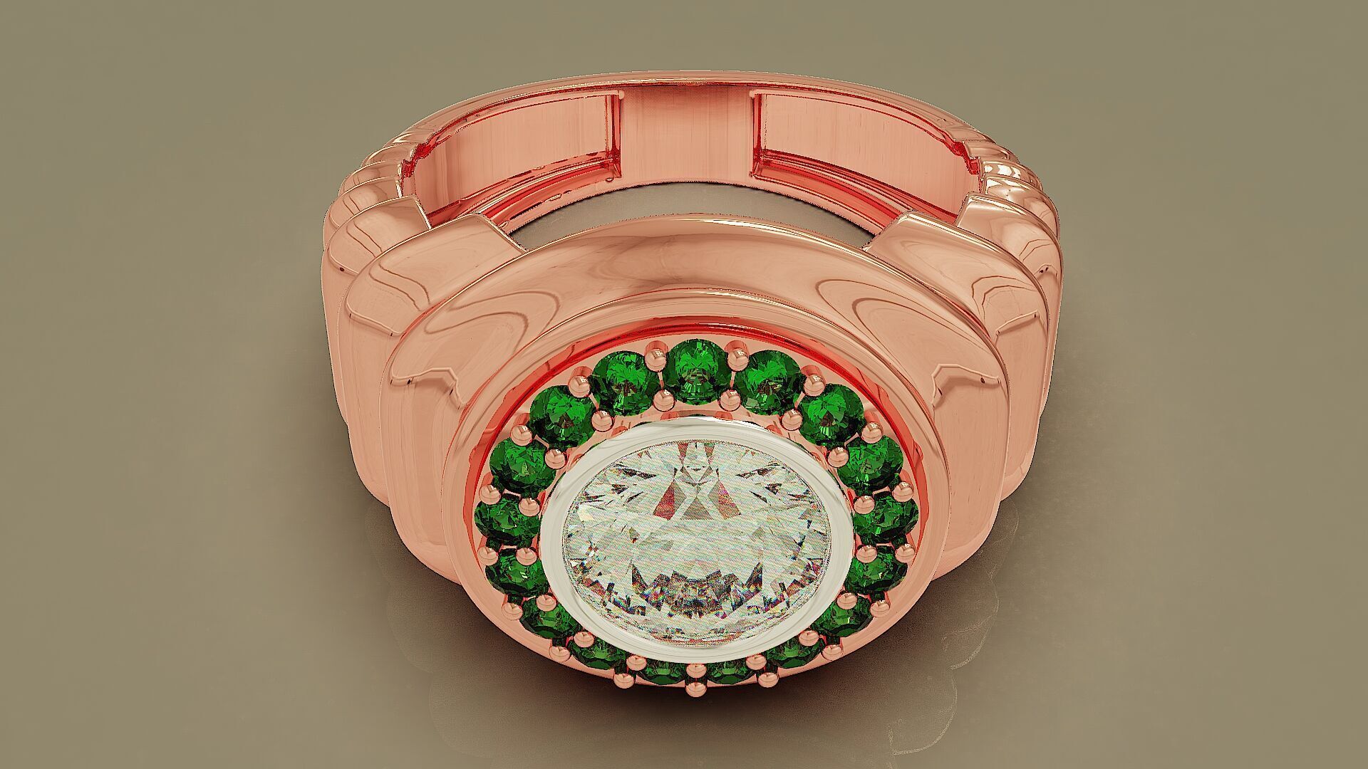 Wavy ring for men consists of bezel set center stone 3D print model_14