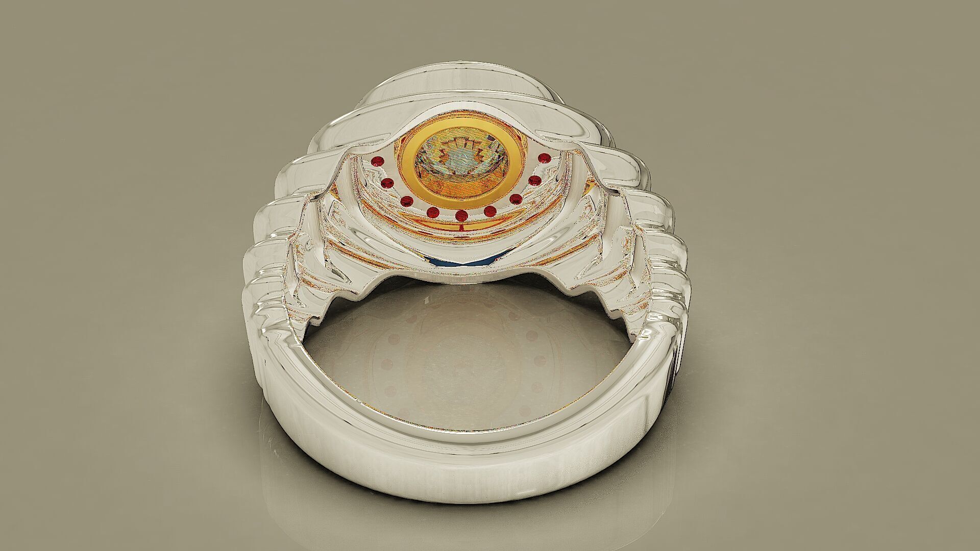 Wavy ring for men consists of bezel set center stone 3D print model_20