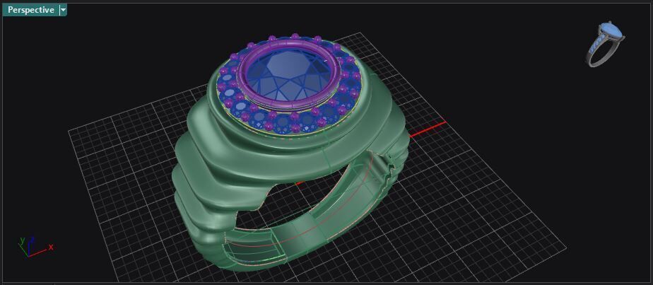 Wavy ring for men consists of bezel set center stone 3D print model_26