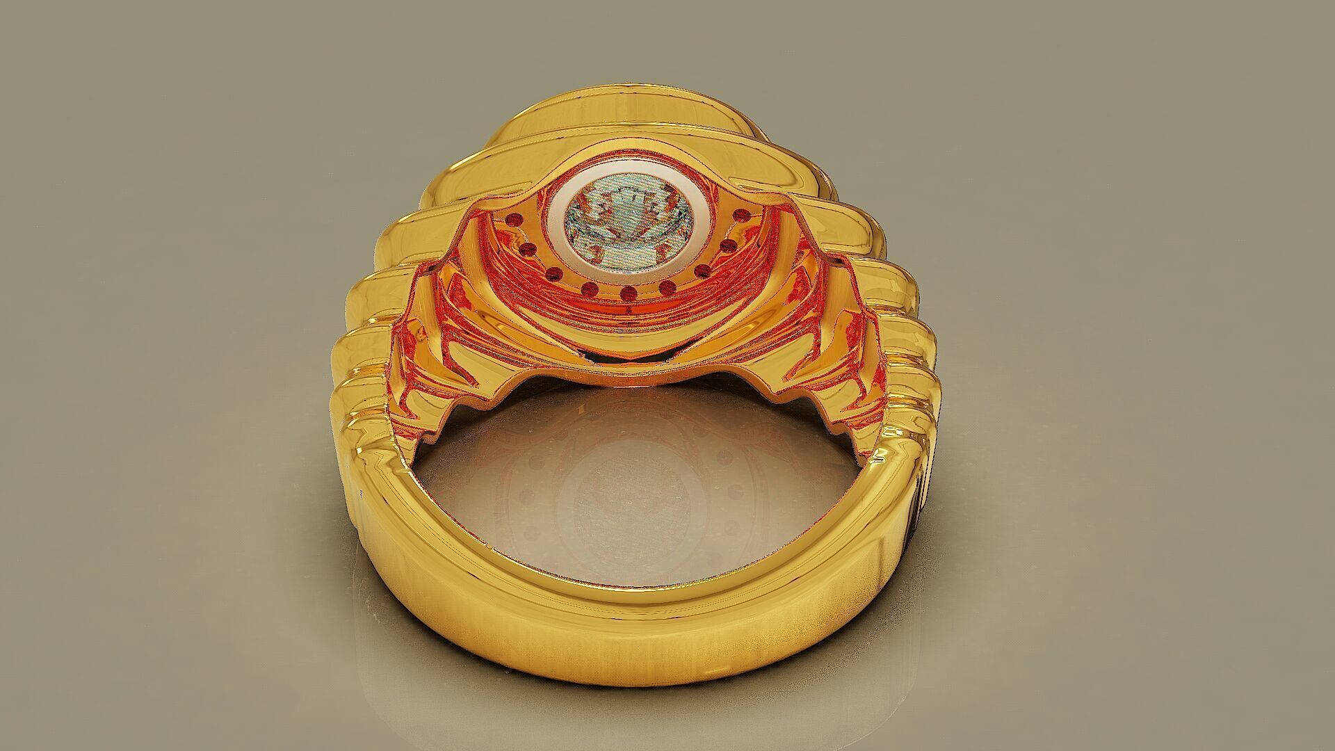 Wavy ring for men consists of bezel set center stone 3D print model_8