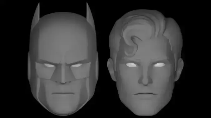 BATMAN AND SUPERMAN HEAD SCULPT