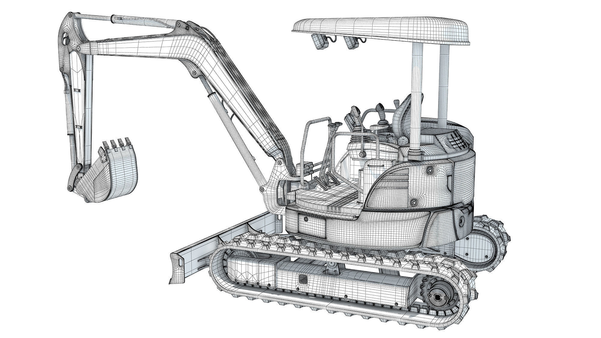 Mini Small Tracked Excavator 3D model_14