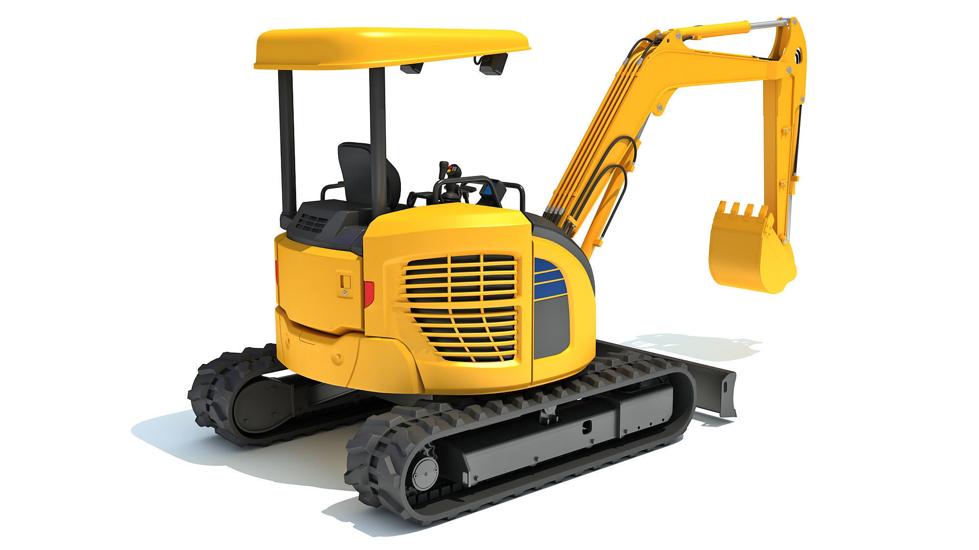 Mini Small Tracked Excavator 3D model_5