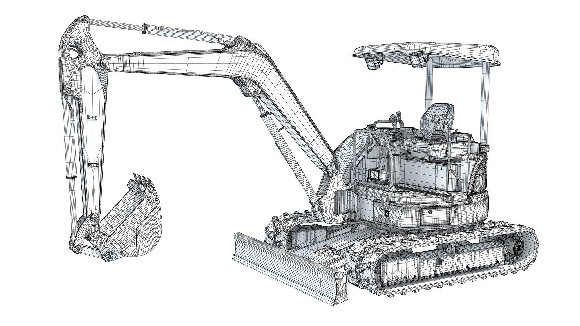 Mini Small Tracked Excavator 3D model_13