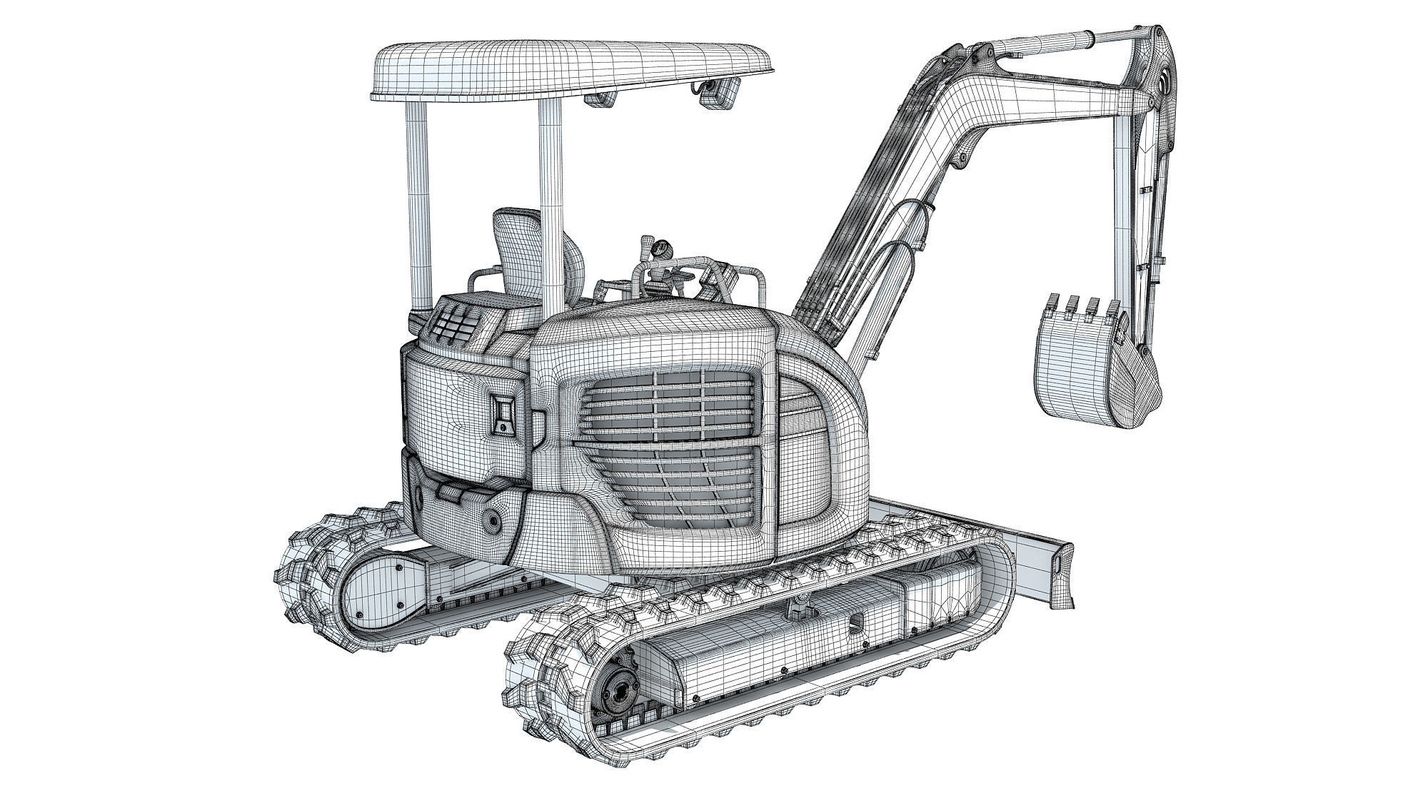 Mini Small Tracked Excavator 3D model_15