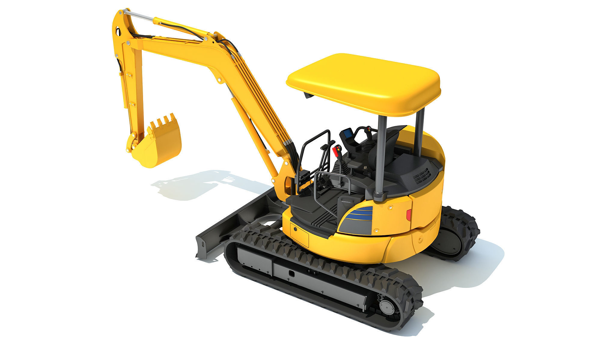 Mini Small Tracked Excavator 3D model_3