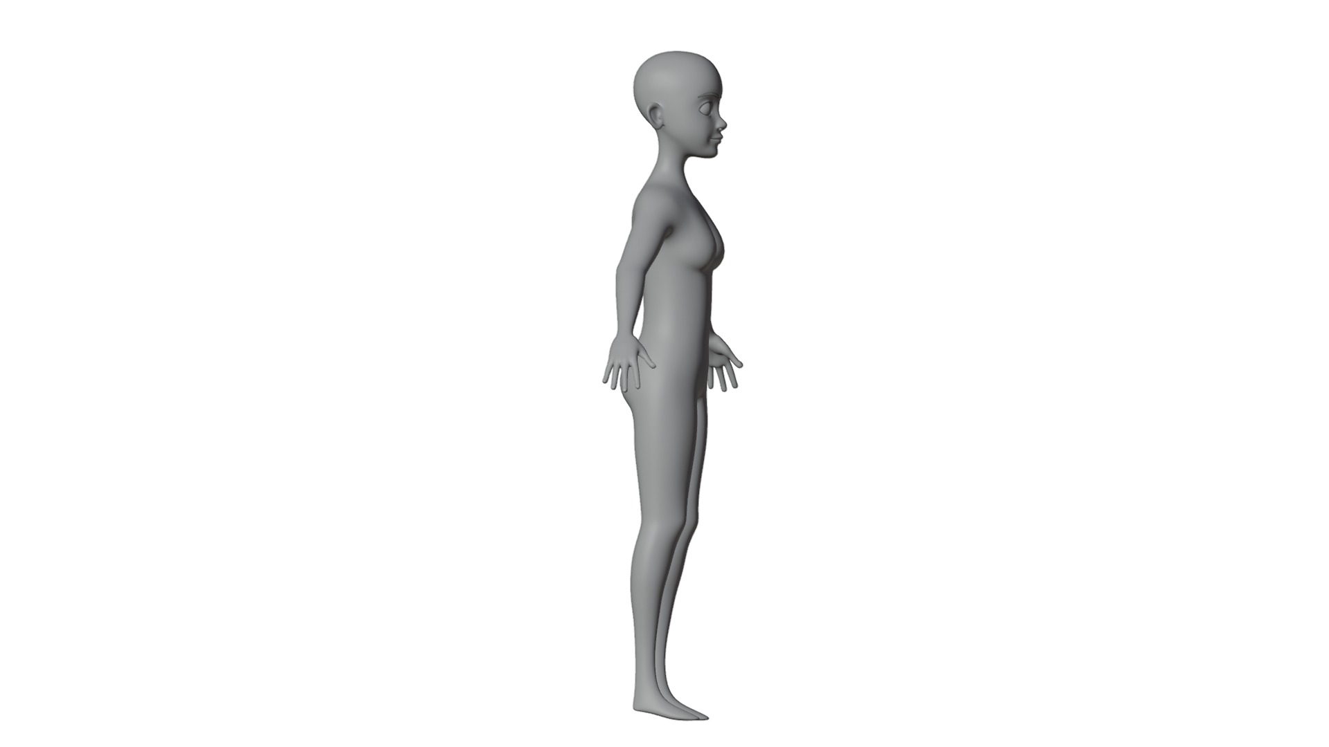 Stylized Female Base Mesh 3D model_21