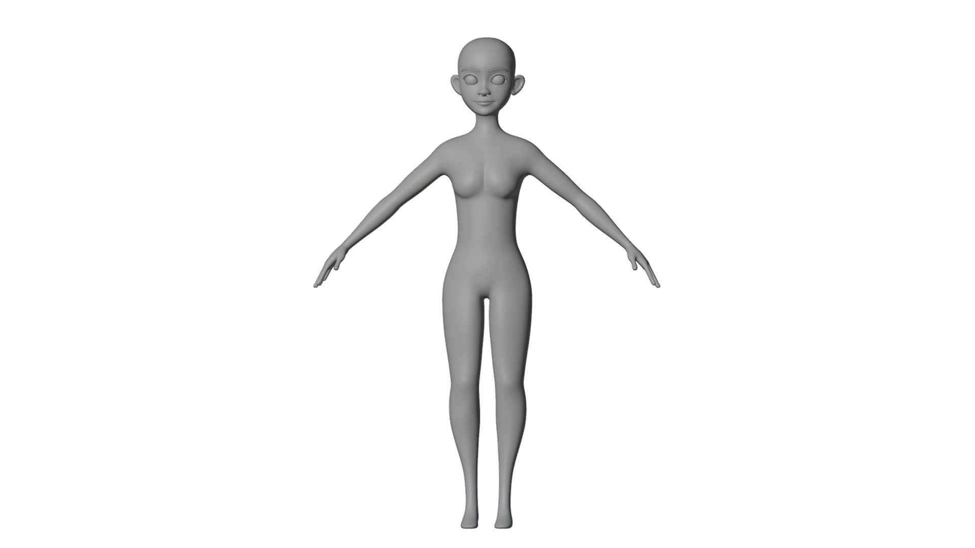 Stylized Female Base Mesh 3D model_2