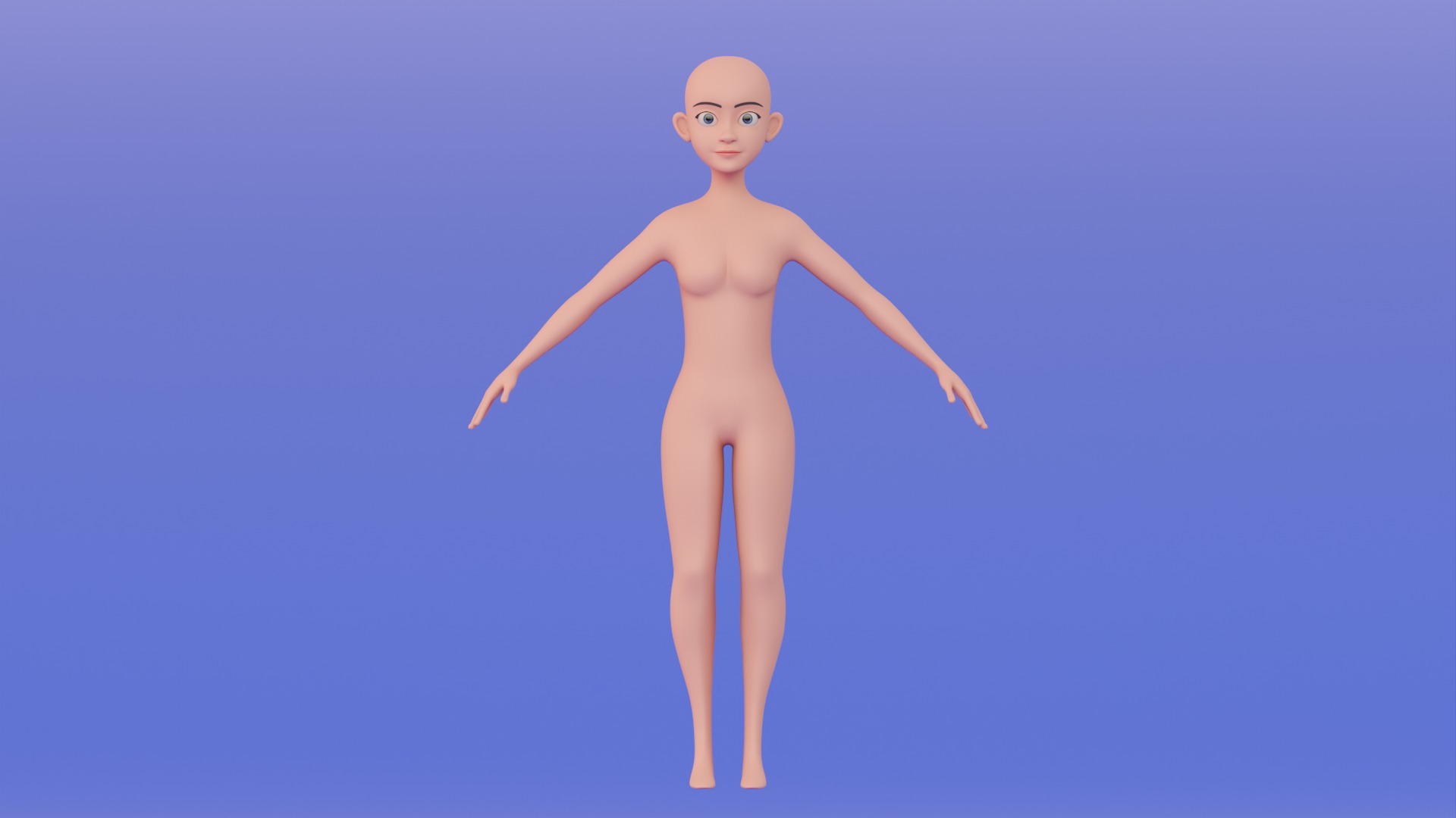 Stylized Female Base Mesh 3D model_1