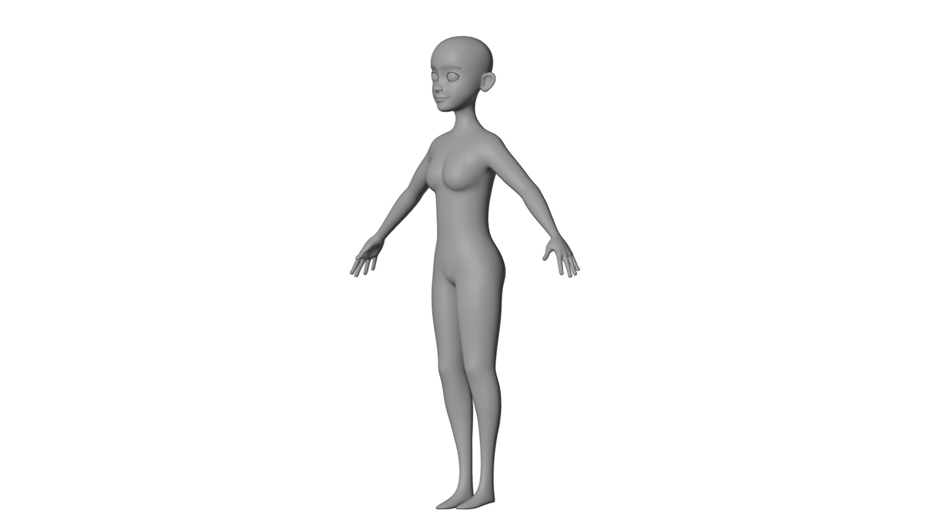 Stylized Female Base Mesh 3D model_7