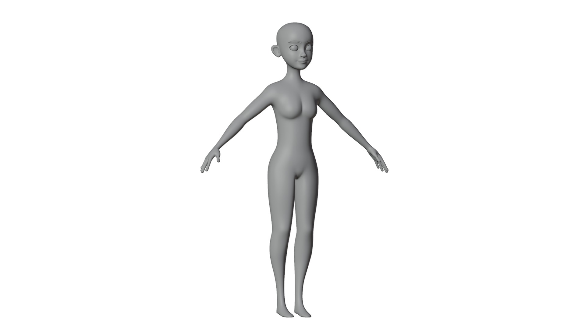 Stylized Female Base Mesh 3D model_25