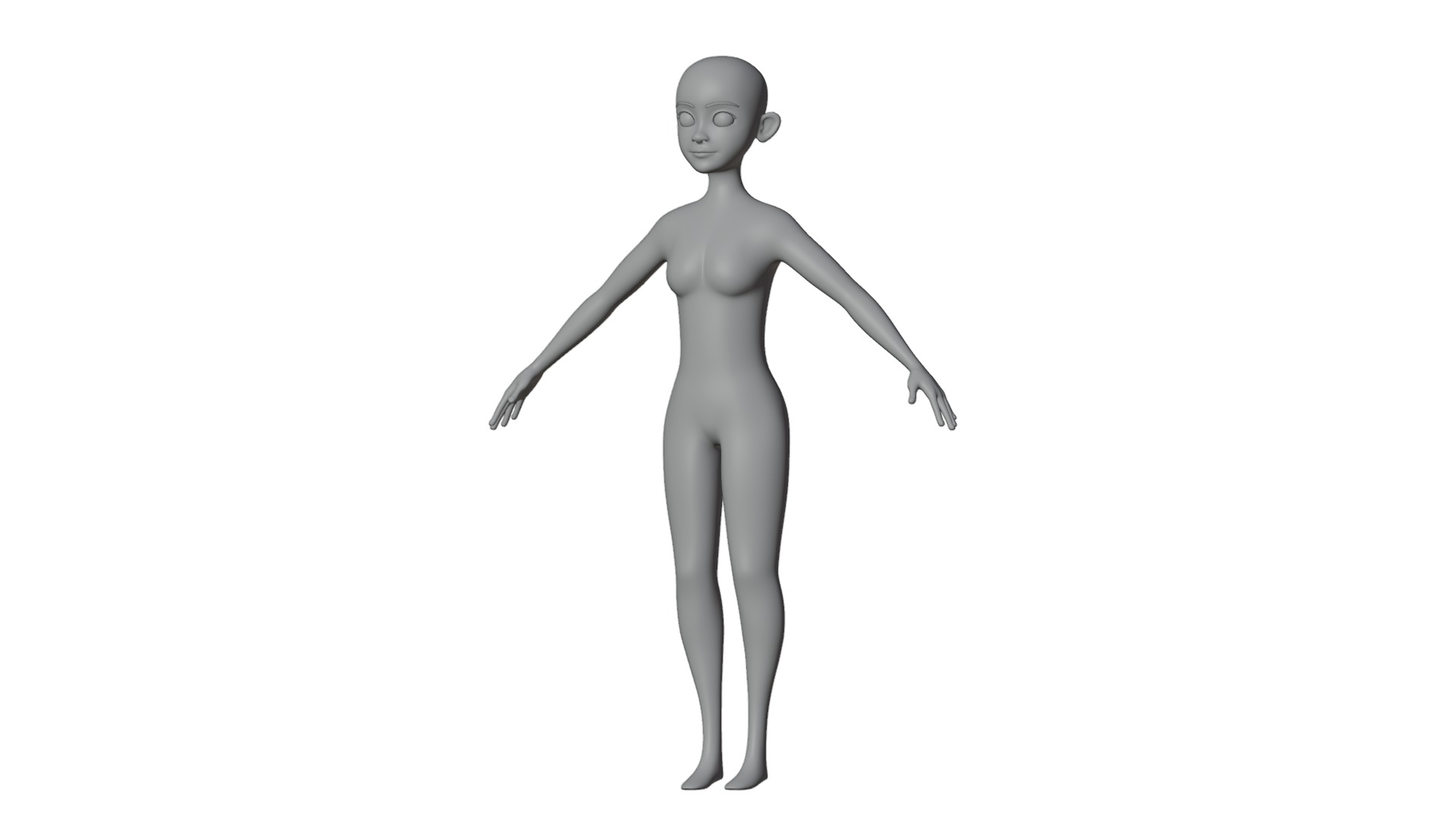 Stylized Female Base Mesh 3D model_5