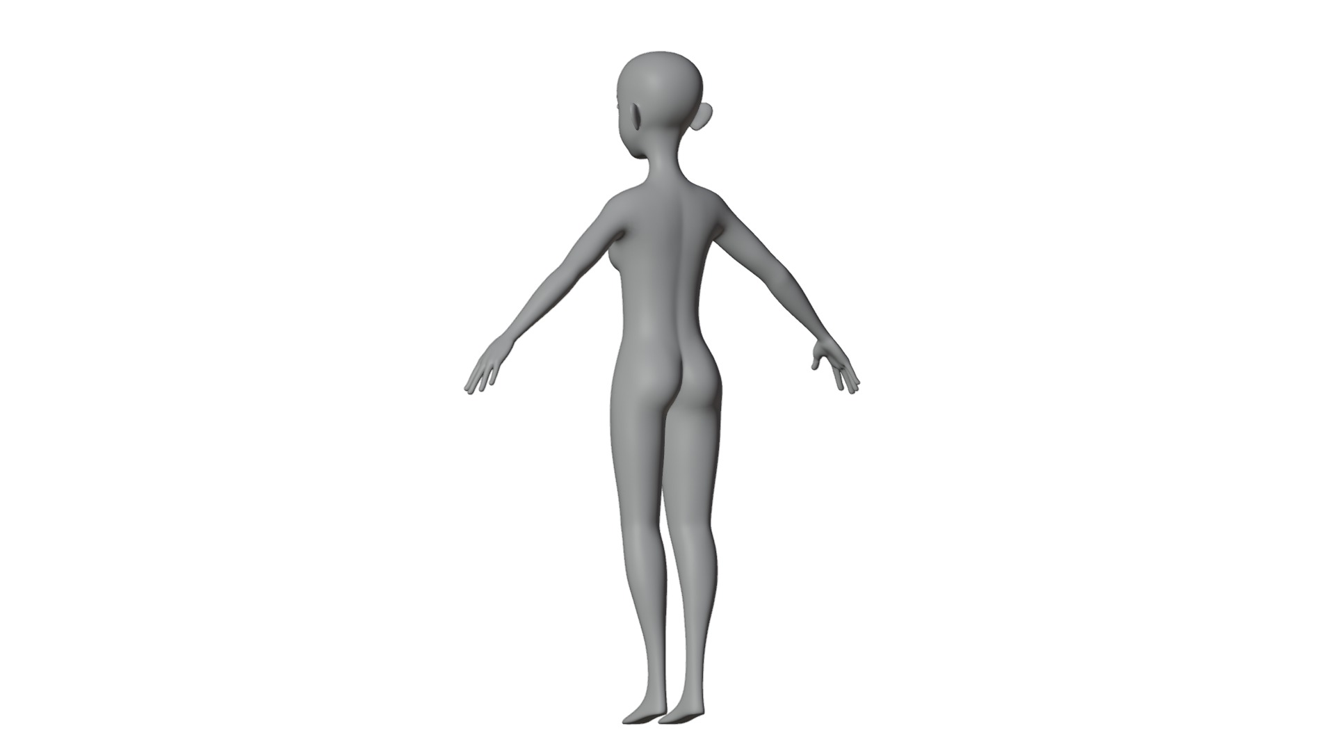 Stylized Female Base Mesh 3D model_13