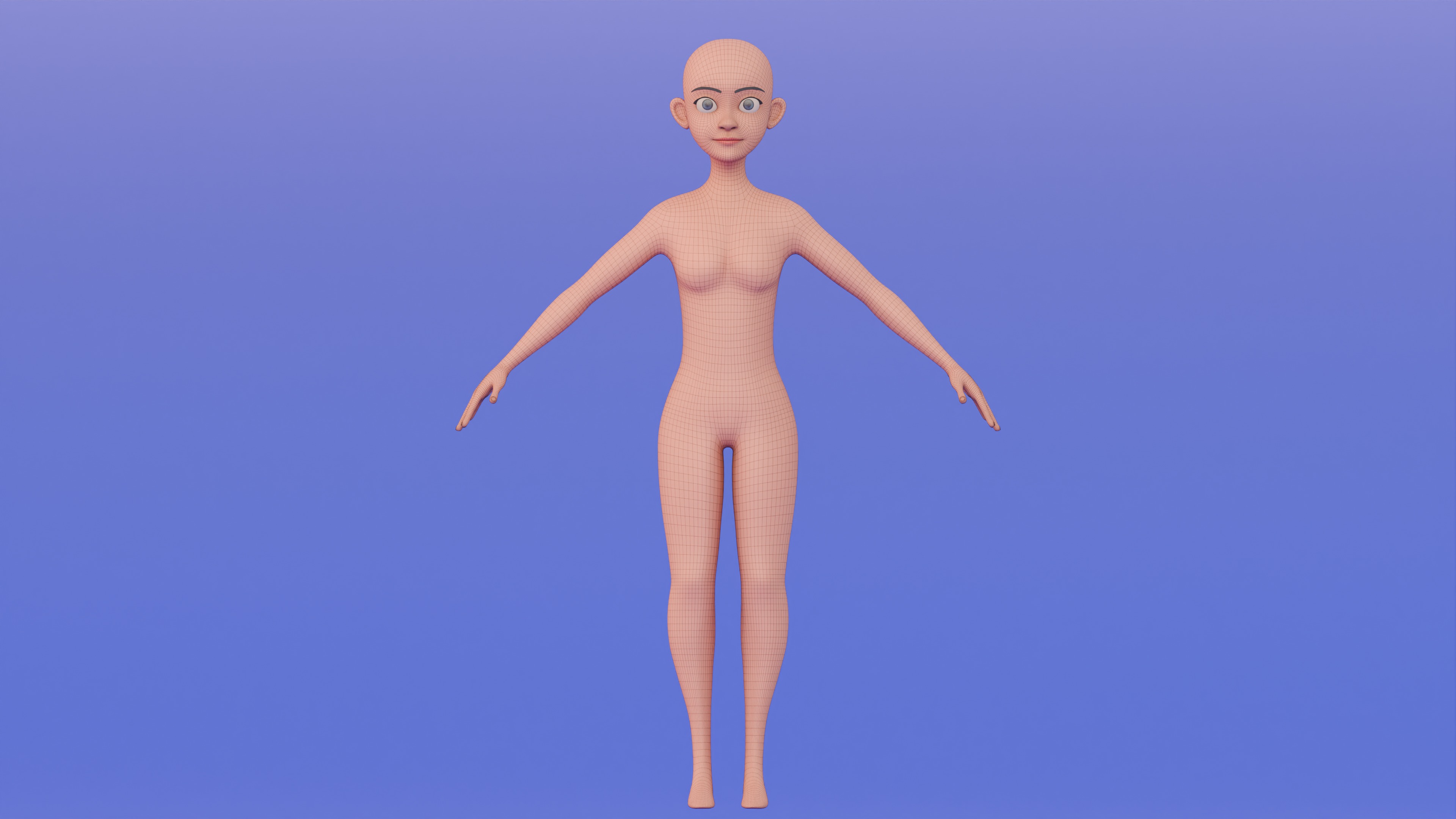 Stylized Female Base Mesh 3D model_30