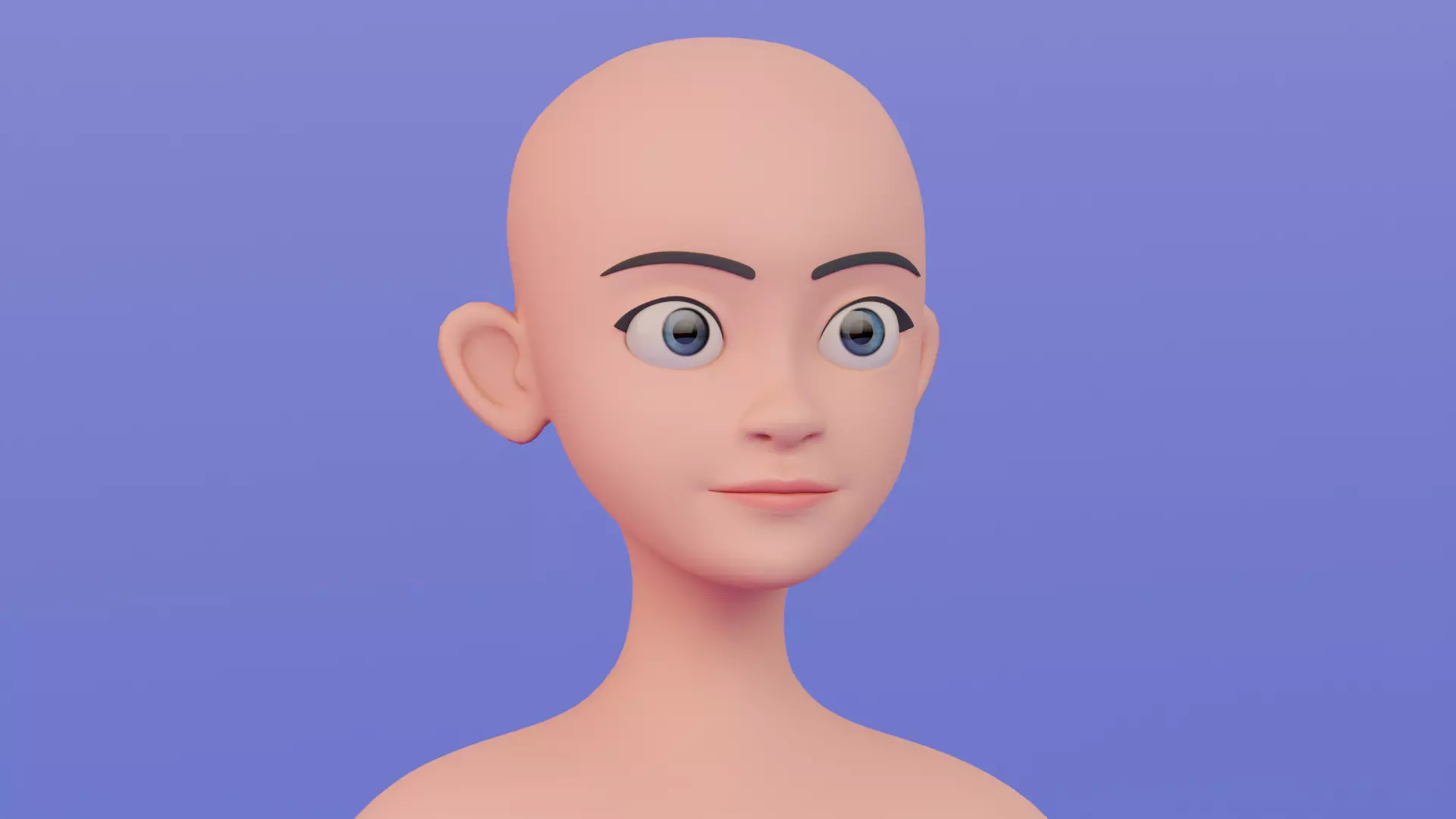 Stylized Female Base Mesh 3D model_0