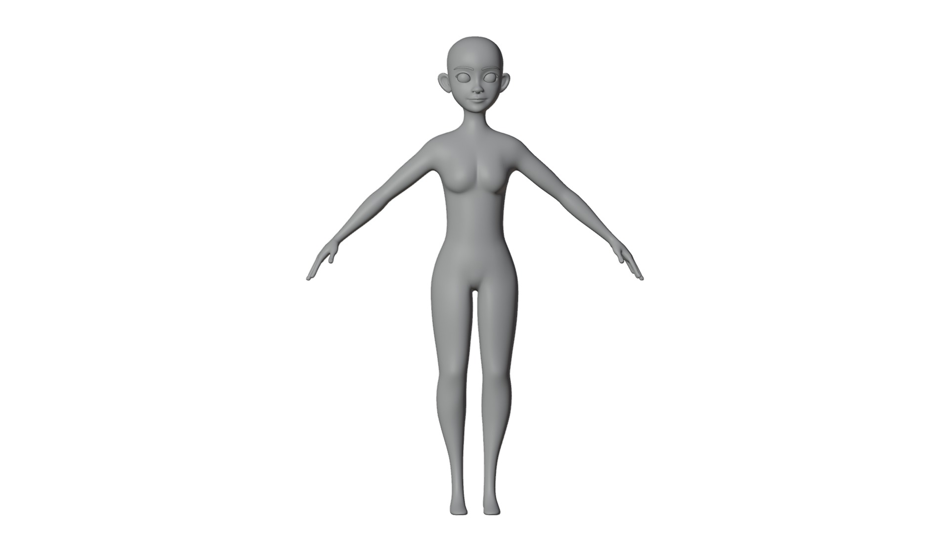 Stylized Female Base Mesh 3D model_28