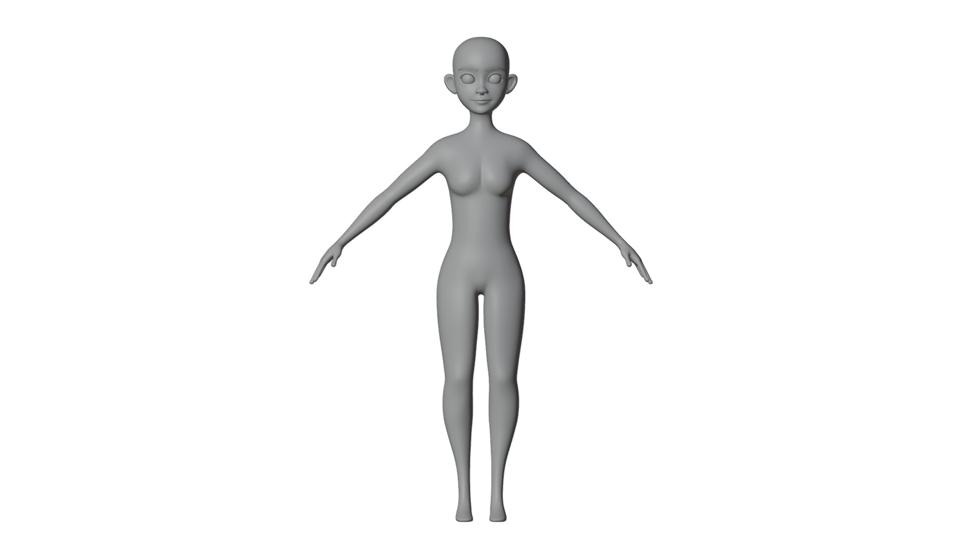Stylized Female Base Mesh 3D model_29