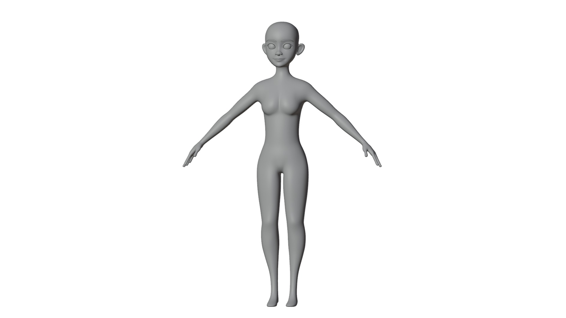 Stylized Female Base Mesh 3D model_3