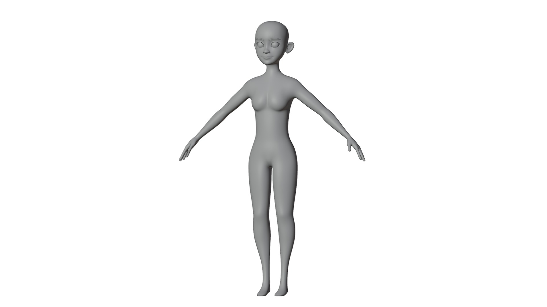 Stylized Female Base Mesh 3D model_4