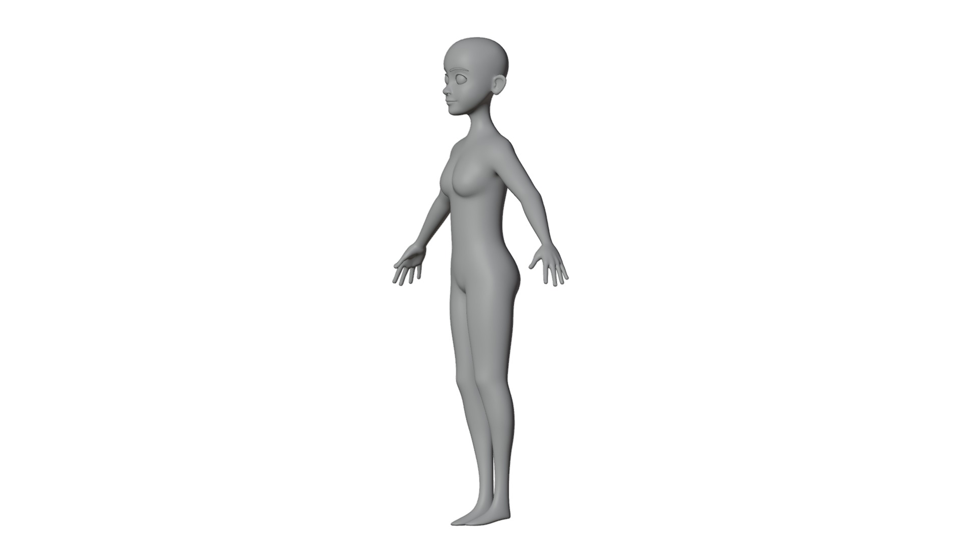 Stylized Female Base Mesh 3D model_8