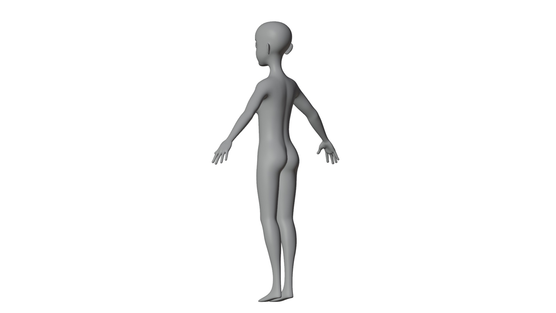 Stylized Female Base Mesh 3D model_12