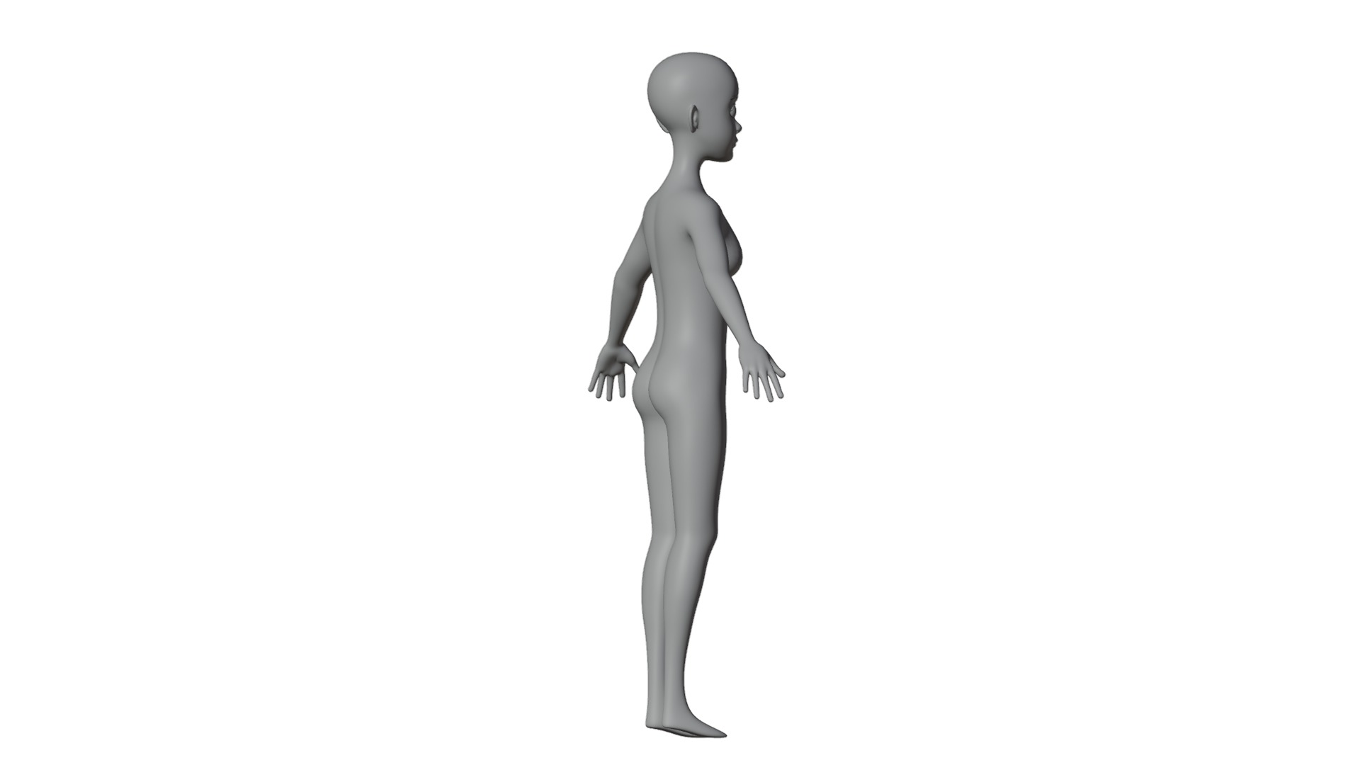 Stylized Female Base Mesh 3D model_19