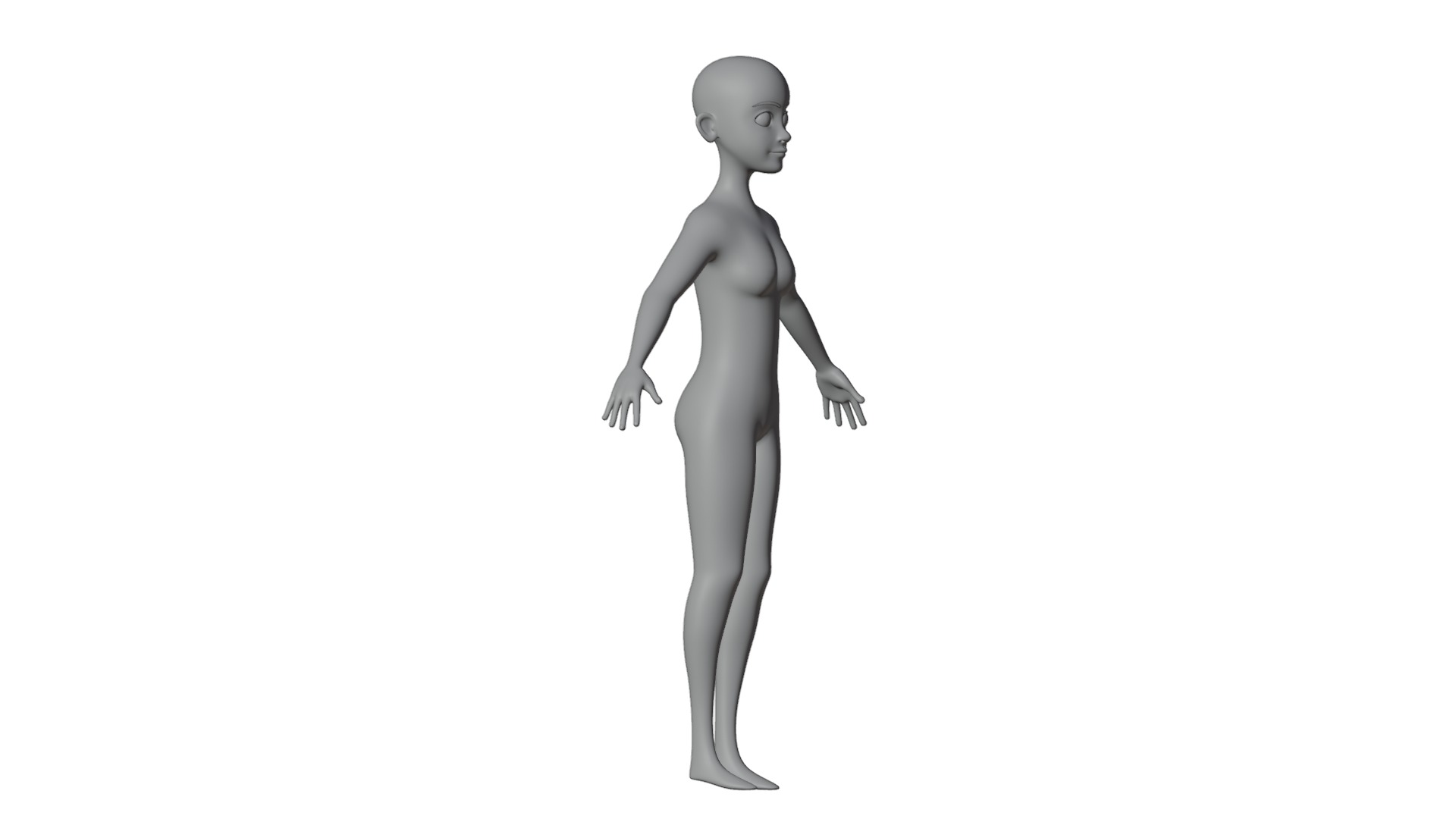 Stylized Female Base Mesh 3D model_22