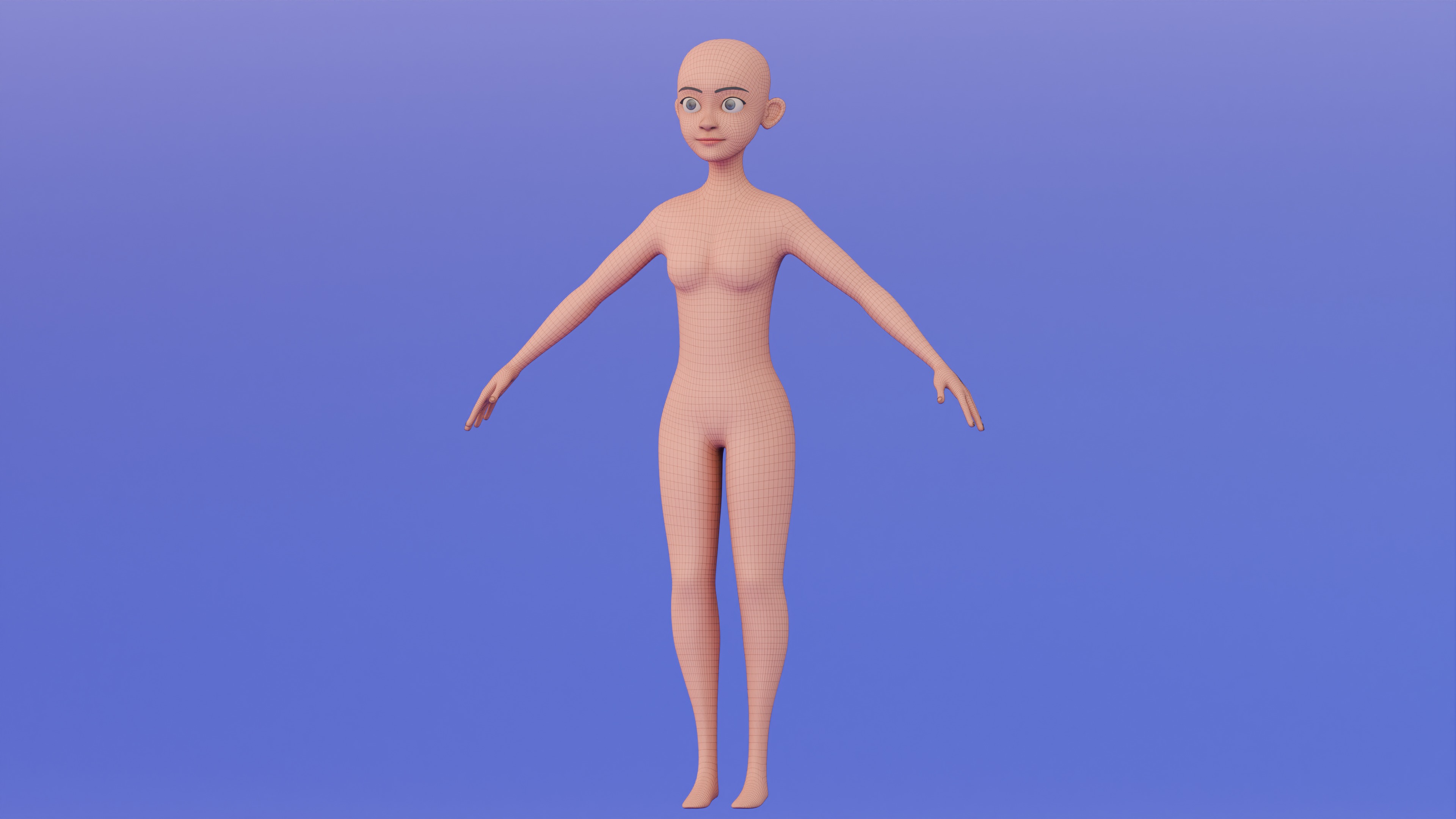 Stylized Female Base Mesh 3D model_31