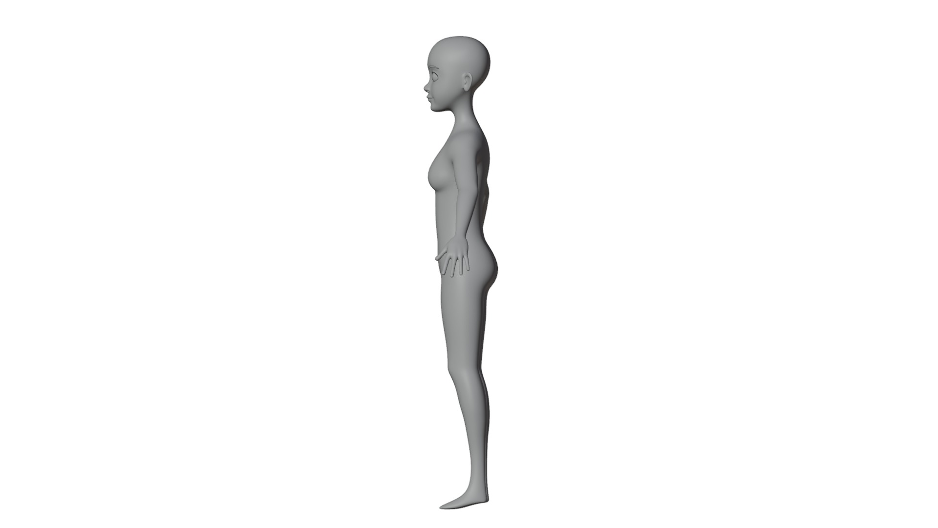 Stylized Female Base Mesh 3D model_10
