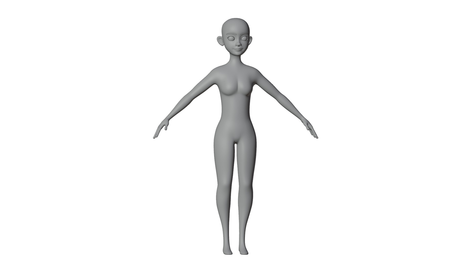 Stylized Female Base Mesh 3D model_27