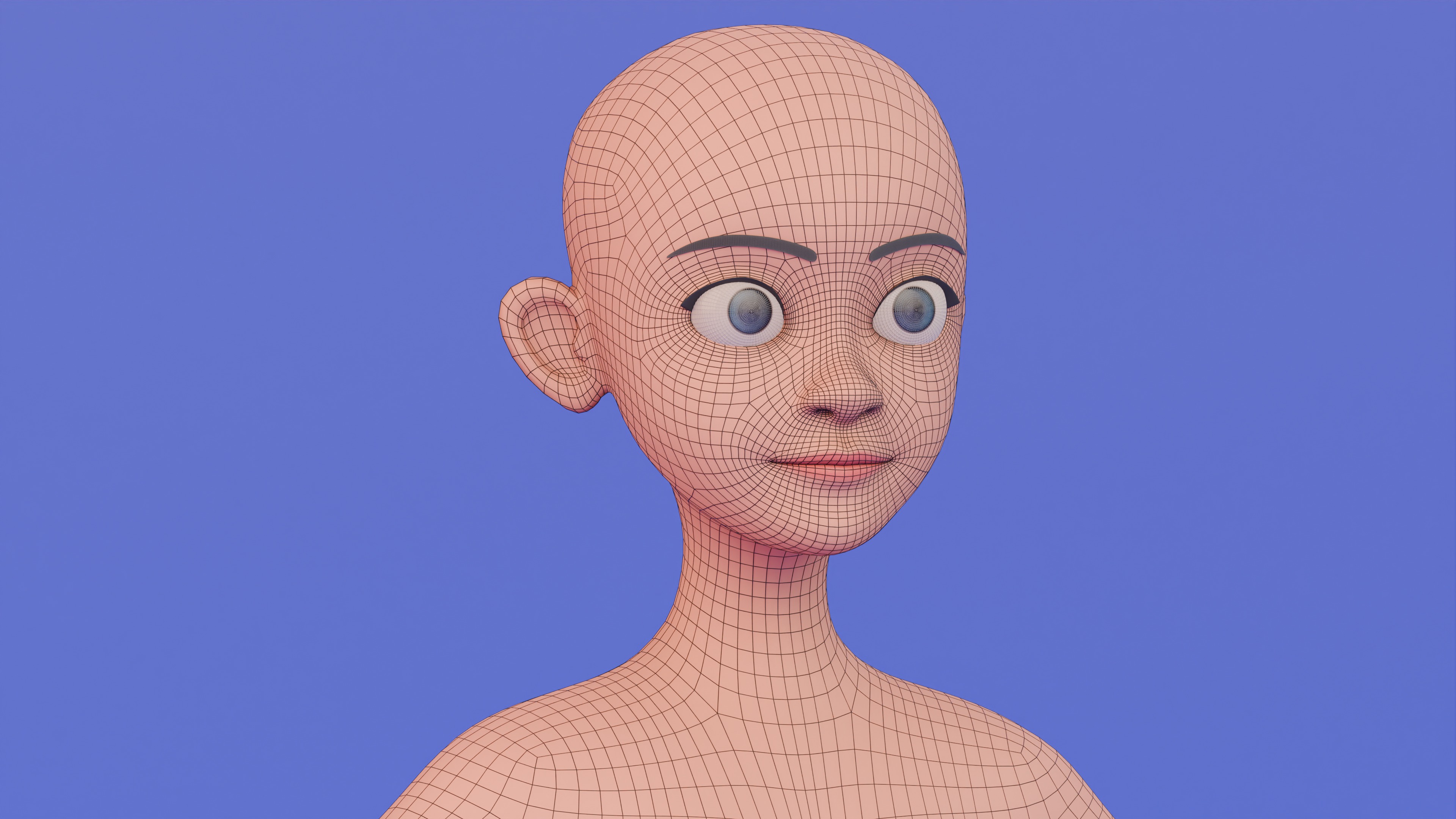 Stylized Female Base Mesh 3D model_32