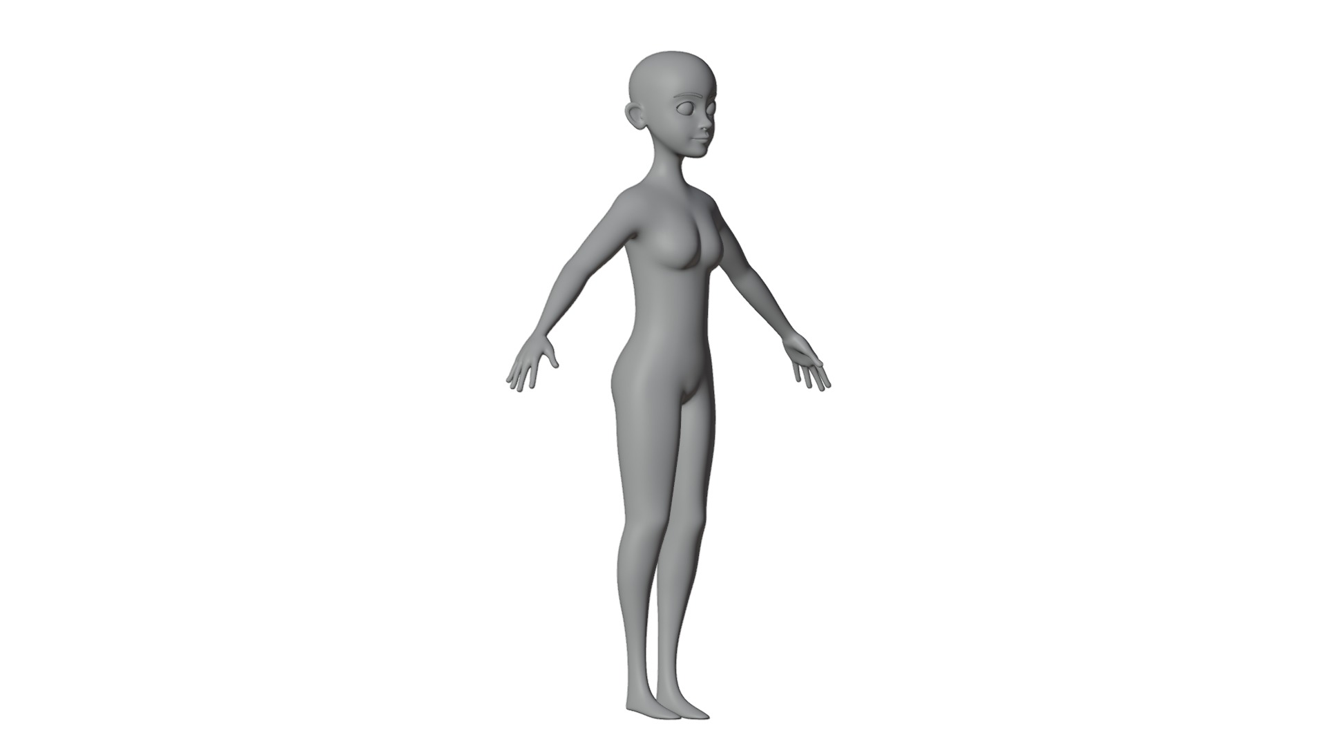 Stylized Female Base Mesh 3D model_23
