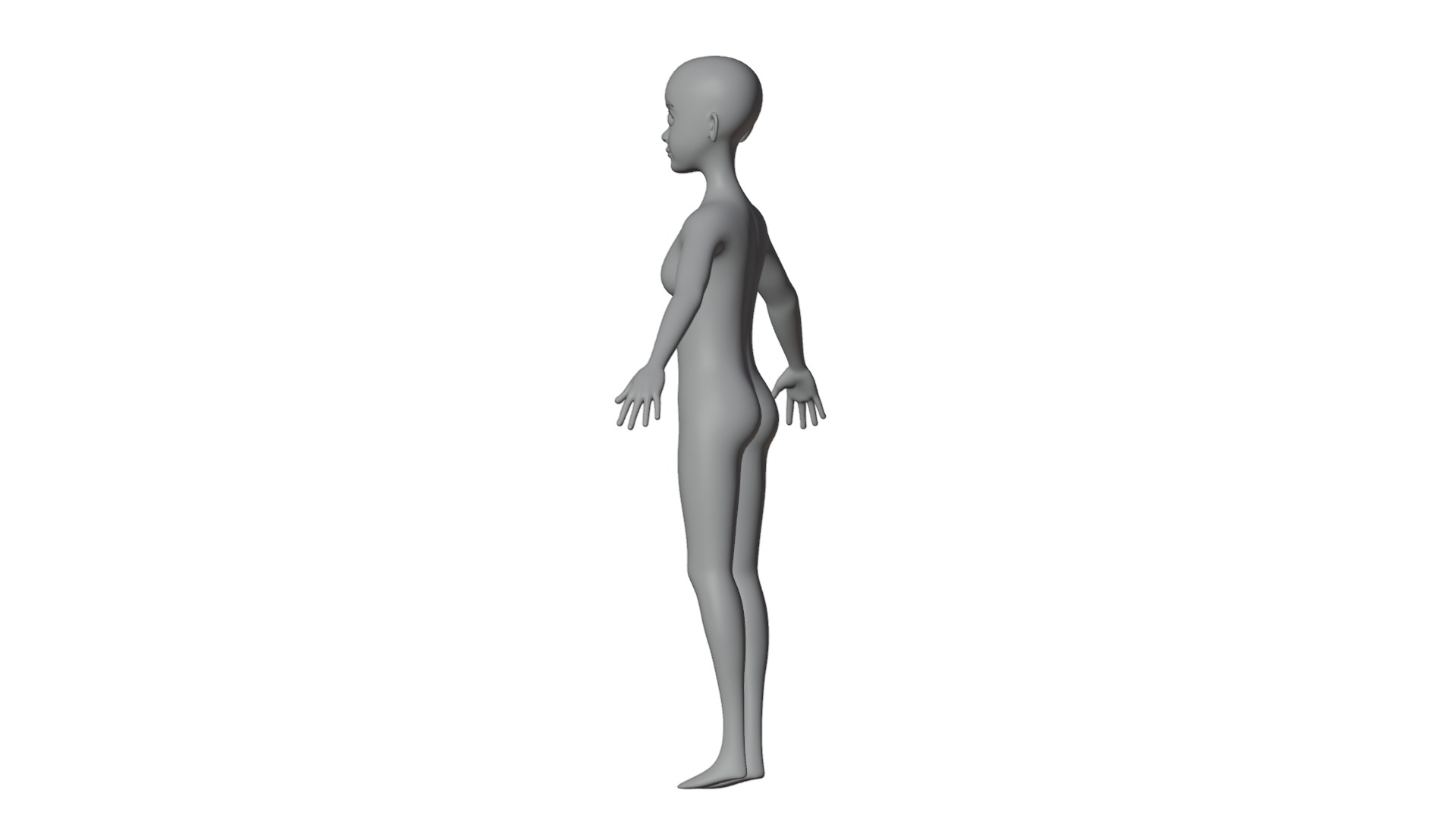 Stylized Female Base Mesh 3D model_11